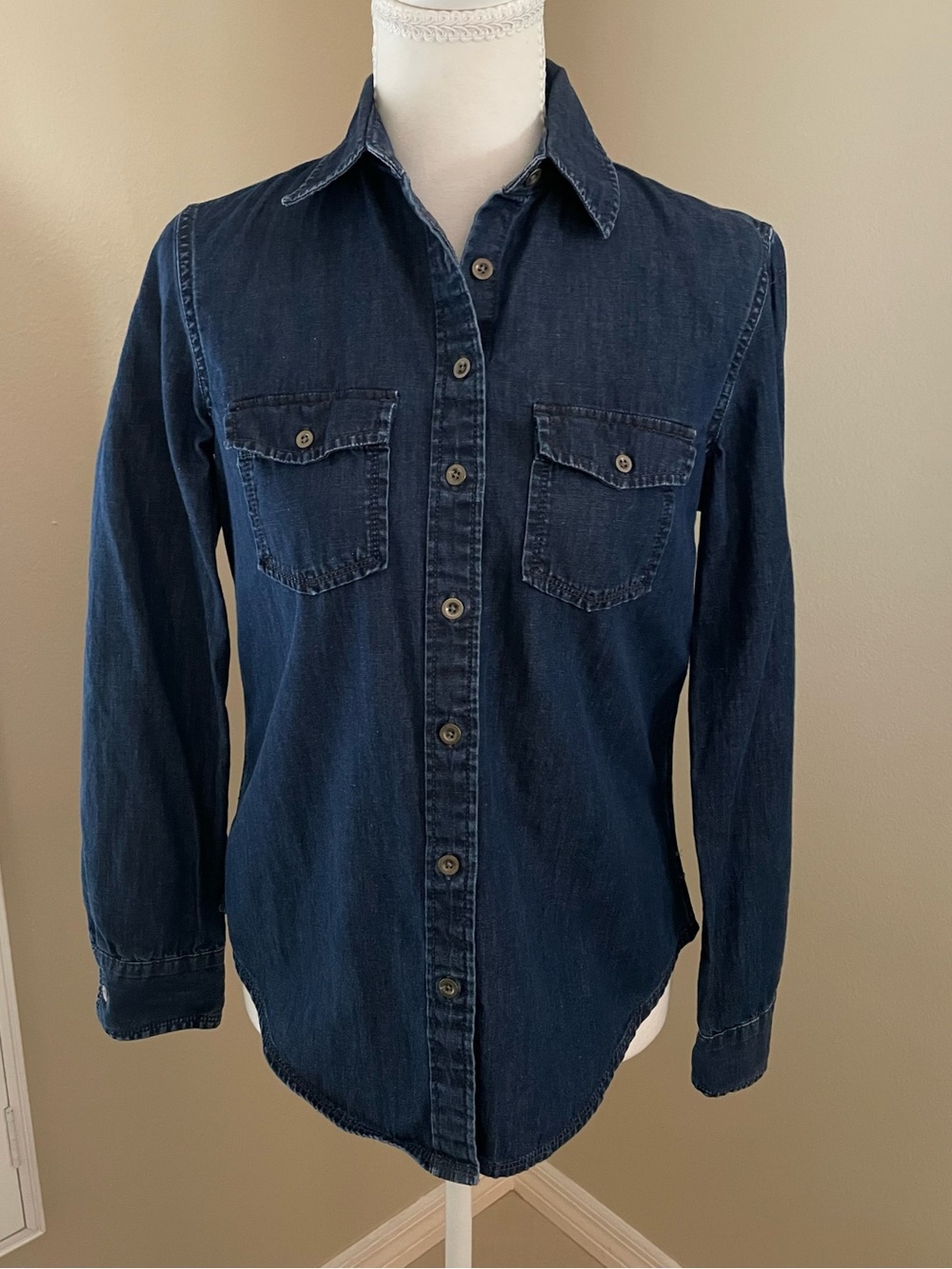 Banana Republic Dark Blue Denim Button-Up Shirt